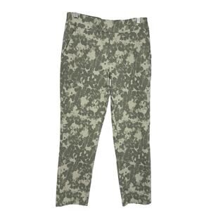 MarlaWynne Ankle Pants size 14 Pull on Green Floral High Rise skinny 26" Inseam